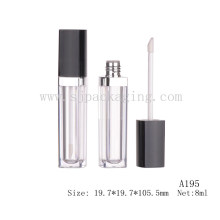 A195 8ml квадратный черный колпак пустой блеск для губ пластиковый пустой губка блеск для губ контейнер